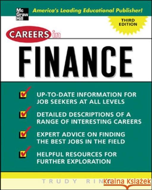 Careers in Finance Trudy Ring 9780071437363 VGM Career Books