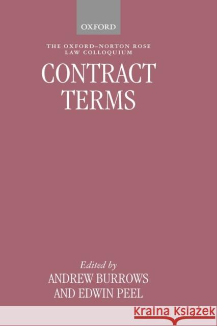 Contract Terms Edwin Peel 9780199229376 Oxford University Press, USA