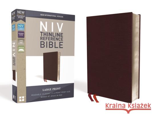 NIV, Thinline Reference Bible, Large Print, Bonded Leather, Burgundy, Red Letter Edition, Comfort Print Zondervan 9780310449560 Zondervan