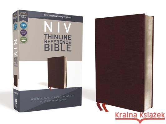 NIV, Thinline Reference Bible, Bonded Leather, Burgundy, Red Letter Edition, Comfort Print Zondervan 9780310449638 Zondervan
