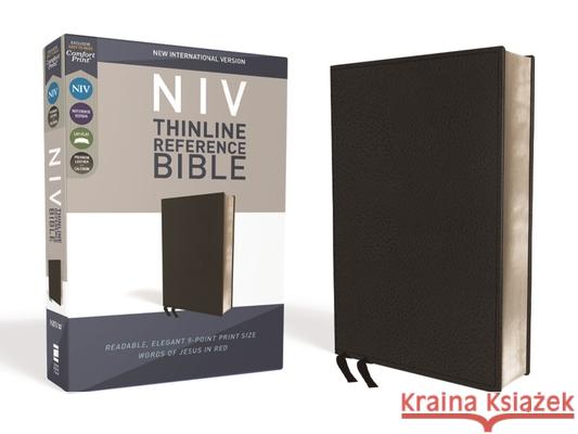 NIV, Thinline Reference Bible, Premium Bonded Leather, Black, Red Letter Edition, Comfort Print Zondervan 9780310449713 Zondervan