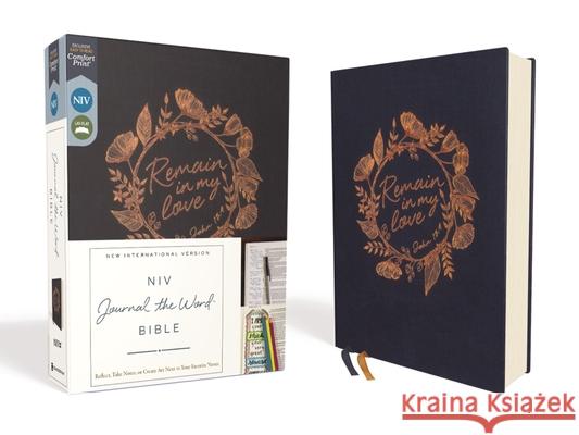 Niv, Journal the Word Bible, Cloth Over Board, Navy, Red Letter Edition, Comfort Print: Reflect, Take Notes, or Create Art Next to Your Favorite Verse  9780310453178 Zondervan