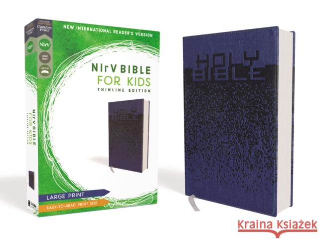 Nirv, Bible for Kids, Large Print, Leathersoft, Blue, Comfort Print: Thinline Edition  9780310767503 Zonderkidz