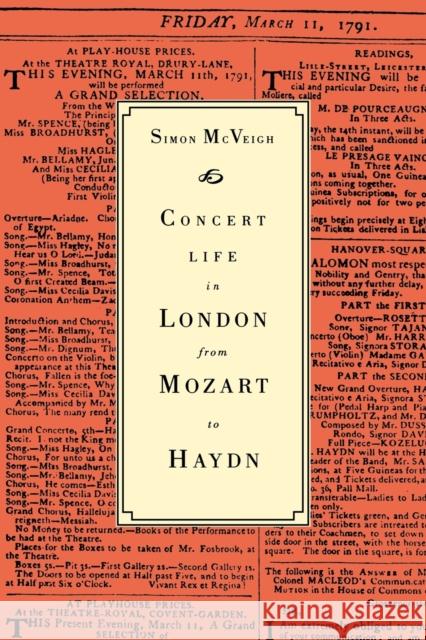 Concert Life in London from Mozart to Haydn Simon McVeigh 9780521028905 Cambridge University Press