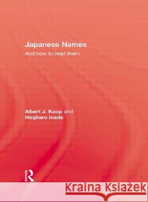 Japanese Names & How to Read A. J. Koop 9780710311023 Kegan Paul International