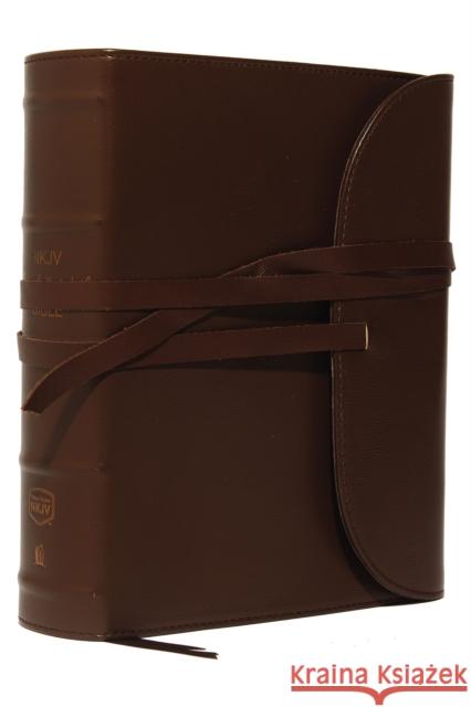 NKJV, Journal the Word Bible, Large Print, Premium Leather, Brown, Red Letter: Reflect on Your Favorite Verses Thomas Nelson 9780718090920 Thomas Nelson