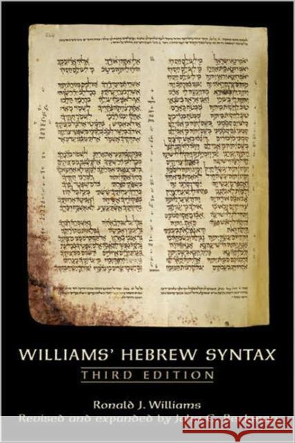 Williams' Hebrew Syntax, Third Edition Beckman, John C. 9780802094292 University of Toronto Press