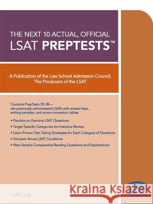 The Next 10 Actual Official LSAT Preptests: (Preptests 29-38) Law School Admission Council 9780979305054 Law School Admission Council