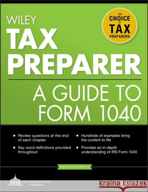 Tax Preparer The Tax Institute at H&r Block 9781118072622 0