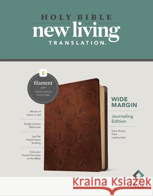 NLT Wide Margin Bible, Filament Enabled Edition (Red Letter, Leatherlike, Dark Brown Palm) Tyndale 9781496458971 Tyndale House Publishers