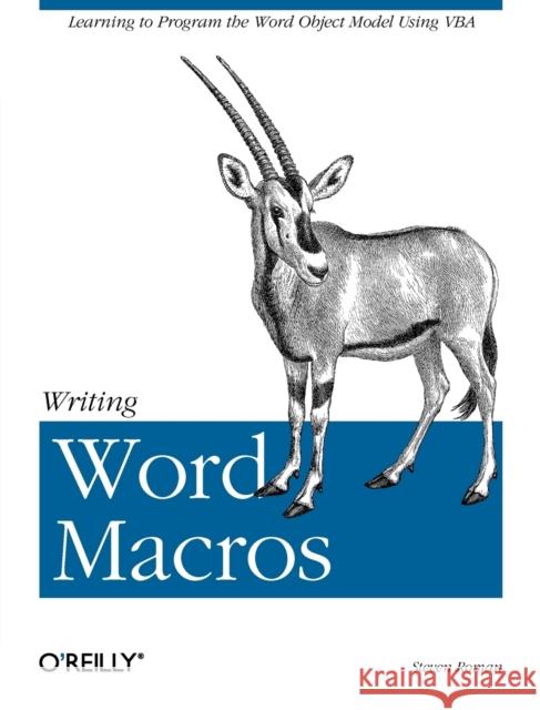 Writing Word Macros Steven Roman 9781565927254 O'Reilly Media