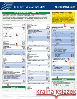ICD-10-CM 2020 Snapshot Coding Card: Allergy/Immunology Ama 9781622029747 American Medical Association Press
